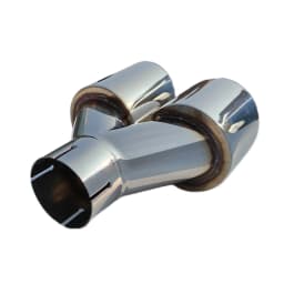 1 Pcs Universal Car Stainless Steel Tail Throat Length Y-Shaped Double Out Twill Glossy Exhaust Muffler Tip
