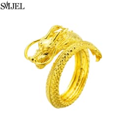 SMJEL Vintage Animal Shape Adjustable Ring Punk Ancient Dragon Rings Thai Silver Boyfriend Jewelry Unique Snake Ring Bijoux 2025