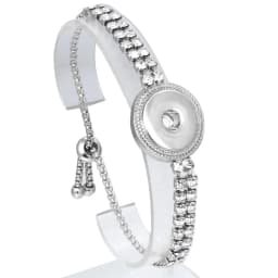 Wholesale 18mm Snap Bracelets High Quality Metal Silver Color Snap Button Bracelet Bangle Adjustable Chain Bracelets