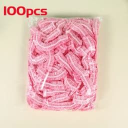100pcs/set Disposable Shower Caps Plastic Waterproof Headgear Pink Spa Salon Hotel Hair Dye Women Elastic hair Cap Bathroom
