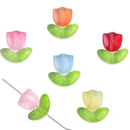 25Sets Jelly Powder Gradient Glass Tulip Petal Beaded Material DIY Handmade Bracelets, Earrings, Accessories, Hairpins