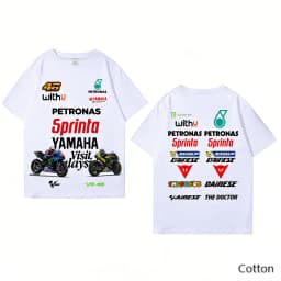 2026 YAMAHA White Oversized Retro Racing Print Cotton T-Shirt Unisex Breathable Biker Street Top