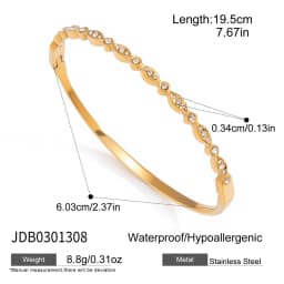 Uworld Delicate Crystal Bangle For Women Minimalist 18K Gold Plated Stainless Steel Bangle Party Wedding Fashion Jewelry Gift