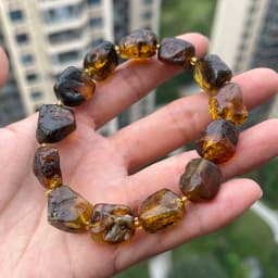Original Amber Bracelets for Unisex New Genuine Irregular Beads Natural Black Medical Green Healing Jewelry Factory Unique Gift