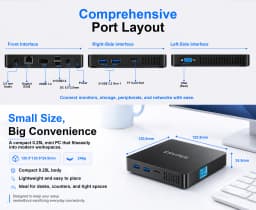 Ervpes B20E Mini Pc 8Gb Ram 128Gb Ssd Intel 6500Y Windows 11 Bt5.0 Apollo Lake Desktop Micro Computer Dual Band Wi-Fi HDMI