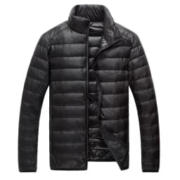 Schinteon Men Ultralight White Duck Down Jacket Thin Stand Collar Solid Color Simple Autumn Outwear