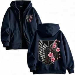 Anime Attack on Titan Mikasa Ackerman Eren Jaeger Wings of Freedom Logo Zipper Hoodies Men Zip Up Sweatshirt Long Sleeves Jacket