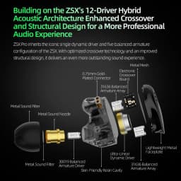 KZ ZSX Pro 5BA+1DD Hybrid Drive 10mm Dynamic Drive Unit Earphones, HIFI Music Earbuds Sport Game Headsets ZSXPRO