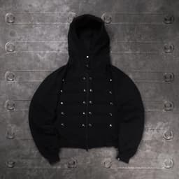 American High Street Punk Style Button Decoration Zipper Hoodie Men's Y2k Fashion Casual Loose Hooded Sweatshirt Streetwear