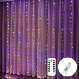 LED Curtain String Lights Christmas Garland Decor Fairy Light 8 Modes USB Remote Control Wedding Holiday Party for Bedroom Home