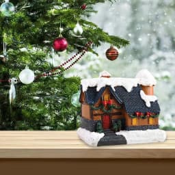 Resin Christmas LED Light Scene Snow House Small Village House Xmas Ornament Glow Decoration New Year Gift 2023