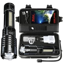 High Power LED Flashlights With Display Screen Zoom Tactical Torch Portable Rechargeable Lamp with Emergency Side Light Lantern