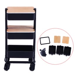 1Set 1:12 Dollhouse Miniature Trolley Dining Cart with Wheels Storage Display Shelf Bookshelf Furniture Model Decor Toy