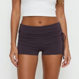 Women High Waist Fold Over Shorts Side Drawstring Ruched Skinny Booty Biker Shorts Casual Y2K Workout Streetwear Bottoms