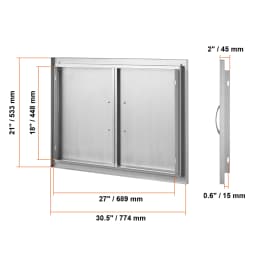 SucceBuy BBQ Access Door Double Outdoor Kitchen Stainless Steel Flush Mount Door for BBQ Island Grilling Station Outside Cabinet