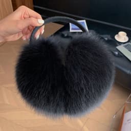 2027 New Winter Natural Real Fox Fur Earmuffs Plush Warm Decorate Women Cute Solid Ear Warmer Headphones Neck Warm Bib Scarf