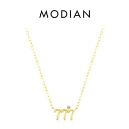 MODIAN 925 Sterling Silver Simple Digit Stackable Fashion Necklaces Gold Color Adjustable Exquisite Pendant For Women Jewelry