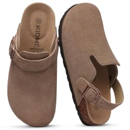 Crestar Women's Suede Clogs with Adjustable Strap Adult Fashion Cork Footbed Leather Mules New Outdoor Comfortable Potato Shoes