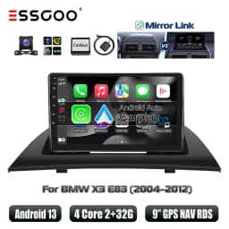 ESSGOO 9" Android 13 Car Stereo Radio Wireless Carplay/Android Auto Touchscreen GPS Nav Bluetooth RDS For BMW X3 E83 2006-2010