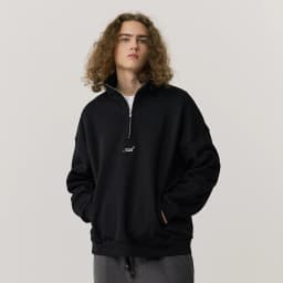 KITH American Style Fleece Lined Hoodie Half Zip Autumn Winter Jacket Unisex Heavyweight Couple Outfit Hooded Sweatshirt