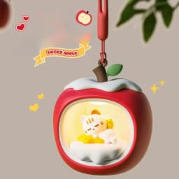 Fruit-Shaped House Christmas Night Light,Sleepy Cat Atmosphere Lamp Touch Control,USB Rechargeable LED Bedside Lamp with 3-Level