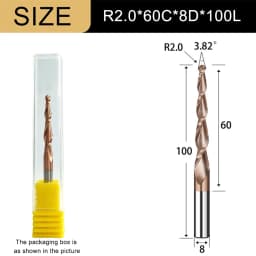 Carbide Spiral Tapered Ball Nose End Mill 6mm Shank 2 Flutes Router Bit Woodworking CNC 2D 3D Carving Bits Wood Milling Cutter