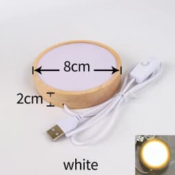 1-4Pcs Crystal Glass Wooden LED Light Display Base Art Ornament Wooden Night Lamp Base Home LED Light Rotating Display Stand