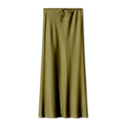 New In 2026 Women's Spring Summer Solid Color Satin Long Skirt High Waist Lace-up Trendy Elegant Faldas Female Beach Maxi Skirts
