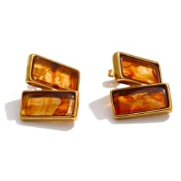 Yhpup Multi Color Stainless Steel Acrylic Resin Rectangle Stud Earrings Tarnish Resistant Daily Fashion Jewelry PVD Plated