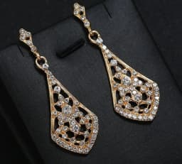 1920s Art Deco Antique Vintage Flapper Style Jet Black Rhinestone Extra Long Dangle Earrings Pearl Earrings Jewelry for Women
