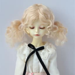 Fjusuns  JD816 Full Sizes  Soft Messy Baby Curly Twins Pony Mohair BJD Doll Wigs