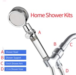 ZhangJi New Propeller Driven Shower Head with Stop Button and Cotton Filter Turbocharged High Pressure Handheld Shower Nozzle