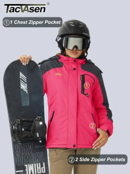 TACVASEN Winter Ski Snowboard Jacket Womens Waterproof Thermal Heavy Fleece Jackets Casual Work Rain Work Coat Windbreaker Parka