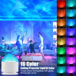 16 Color Starry Sky Ocean Wave Galaxy Projector Light Auto Rotate Remote Control USB Powered LED Ambient Night Light Party Decor