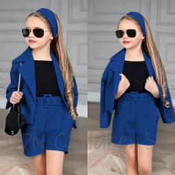 Customized Girl Outfit Solid Yellow Notch Lapel Girl Suits High Quality Party Birthday Children Clothing(Jacket+Short Pants)