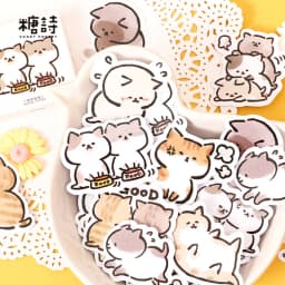 45 Pcs Kawaii Cat Stickers Set Aesthetic Cute Stationery Ideal for Laptop Journal Planner Scrapbook Cat Lovers Decor