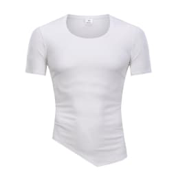 Solid Color Mens Running Sport Tee Tops Cotton Breathable Short Sleeve Slim Fit T-Shirt Gym Bodybuilding Fitness Training Shirt