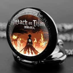 Attack on Titan Design Glass Dome Chain Pocket Watch Kids Necklace Pendant Clock Gift Women Men Reloj De Bolsillo