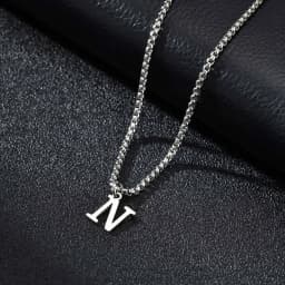 Vnox Simple A-Z Letter Necklace for Men, Waterproof Stainless Steel 26 Letters Pendant Necklace,Men’s Minimal Initial Necklace