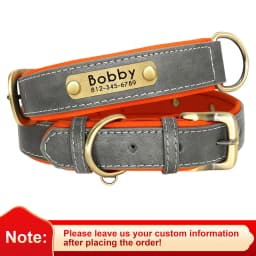 Personalized PU Leather Dog Collar Soft Padded Dog Collars Free Custom Pet ID Name Necklace for Small Medium Large Dogs Pitbull