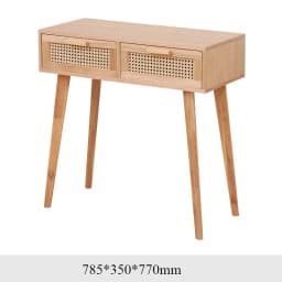 Nordic Solid Wood Dressing Table Bedroom Rattan Jewelry Cabinet Multi-functional Computer Desk, Double Draw Design, Makeup Table