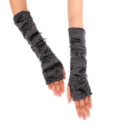 2PCS Black Ripped Holes Decor Cosplay Gloves For Adults Sexy Gothic Fingerless Gloves Casaul Broken Slit Gloves Halloween Gloves
