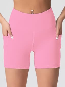 Solid Color Yoga Pants With Pockets Quick Drying High Waisted Gym Push Up Yoga Shorts for Woman Breathable Workout Fitness Shor