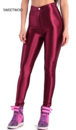 2025 American Style Pencil Pants Shiny Disco Pants High Waist Women\\'s Trousers Leggings Pants