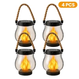 Outdoor Waterproof Solar Flame Lamp with Type-C Charging Simulation Flickering 3D Flame Solar Rope Hanging Light for Patio Decor
