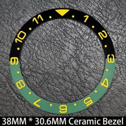 Sloping 38mm * 30.6mm Ceramic/Aluminum Blue Luminous Bezel GMT and Diving Watch Insert Fit for 40mm Watch Case Replacement Watch