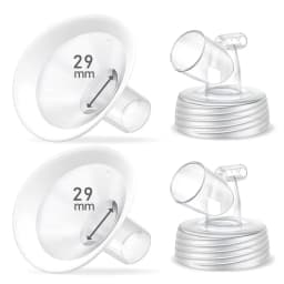2 Packs Flange Set, Updated Soft Rim Shield and Wide Mouth Base Connector Pump Parts for Spectra S2 S1 9 Plus Breast Pump