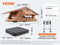 SucceBuy Rooftop Tent Hardshell Folding Tent with Telescopic Ladder Mattress PVC Cover Bag Waterproof for Jeep Van Pickup Truck
