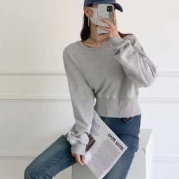 American Retro High Waist ort round Ne Pullover Sweatirt Women Spring Autumn Versatile Waist Inward Loose Slimming Top ...