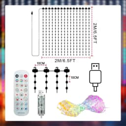 Christmas Smart Curtain Lights, RGBIC String Lights with App Control, Music Sync, DIY Patterns and Timer for Window Party Decor